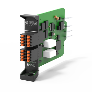 Typ EAI300 von E-T-A: Ermöglicht in Kombination mit dem RCI10 die Erfassung externer Sensordaten, sowie deren Alarmierung.
